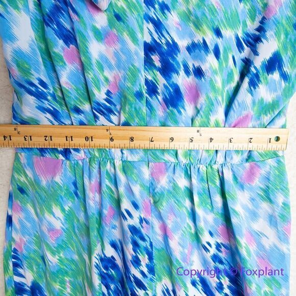 New! SAM EDELMAN  Brushstroke Print Mock Neck Dress - Blue Multi, size 10 - Picture 13 of 16